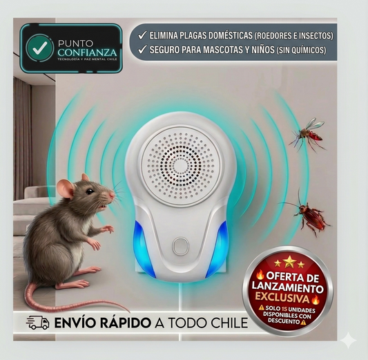 Repelente Ultrasónico 360°: Chao a Ratones e Insectos